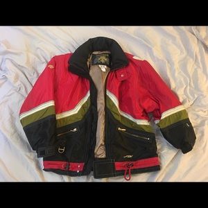 Descente woman vintage ski jacket red/black/gold
